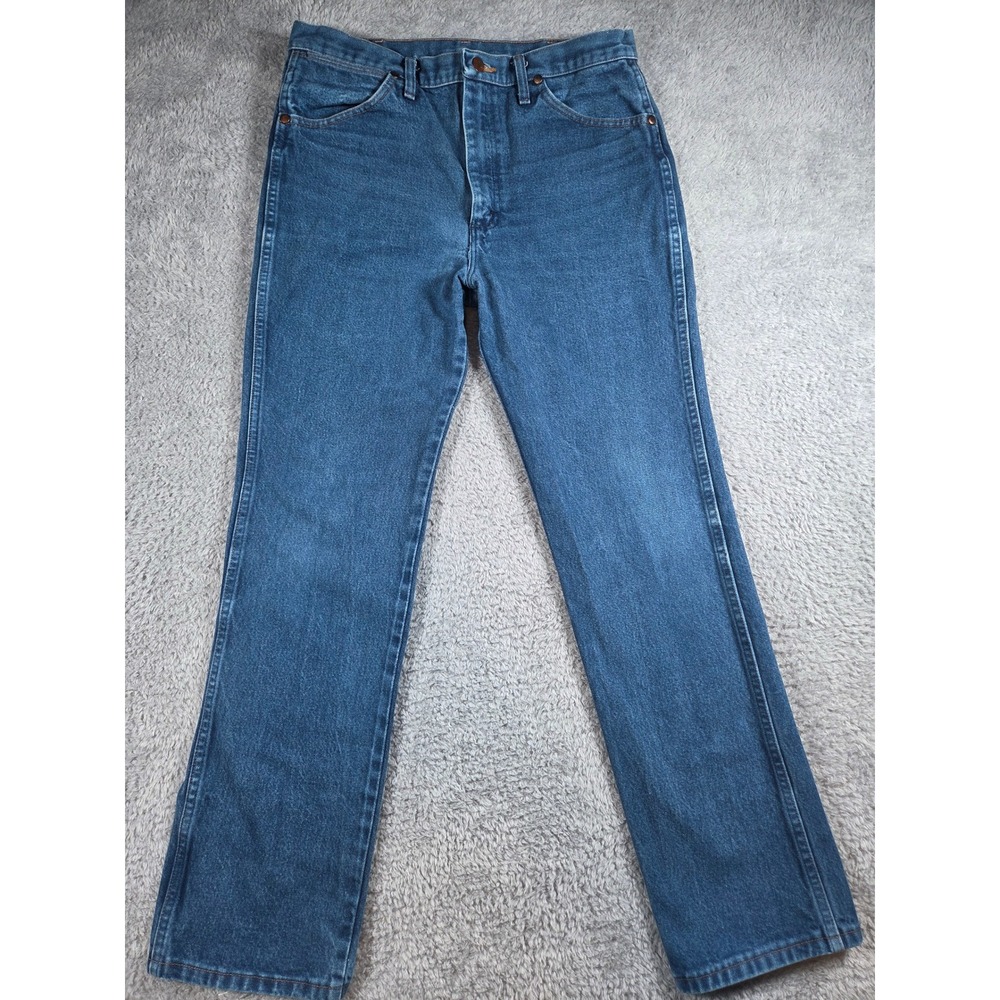 Wrangler Cowboy Cut Jeans 32x32 Blue Mens Slim Fit Straight Leg 936DEN Denim - Picture 2 of 9